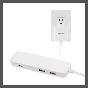 Philips -  6ft USB Extension Bar with 3-Ports 2 USB-A White